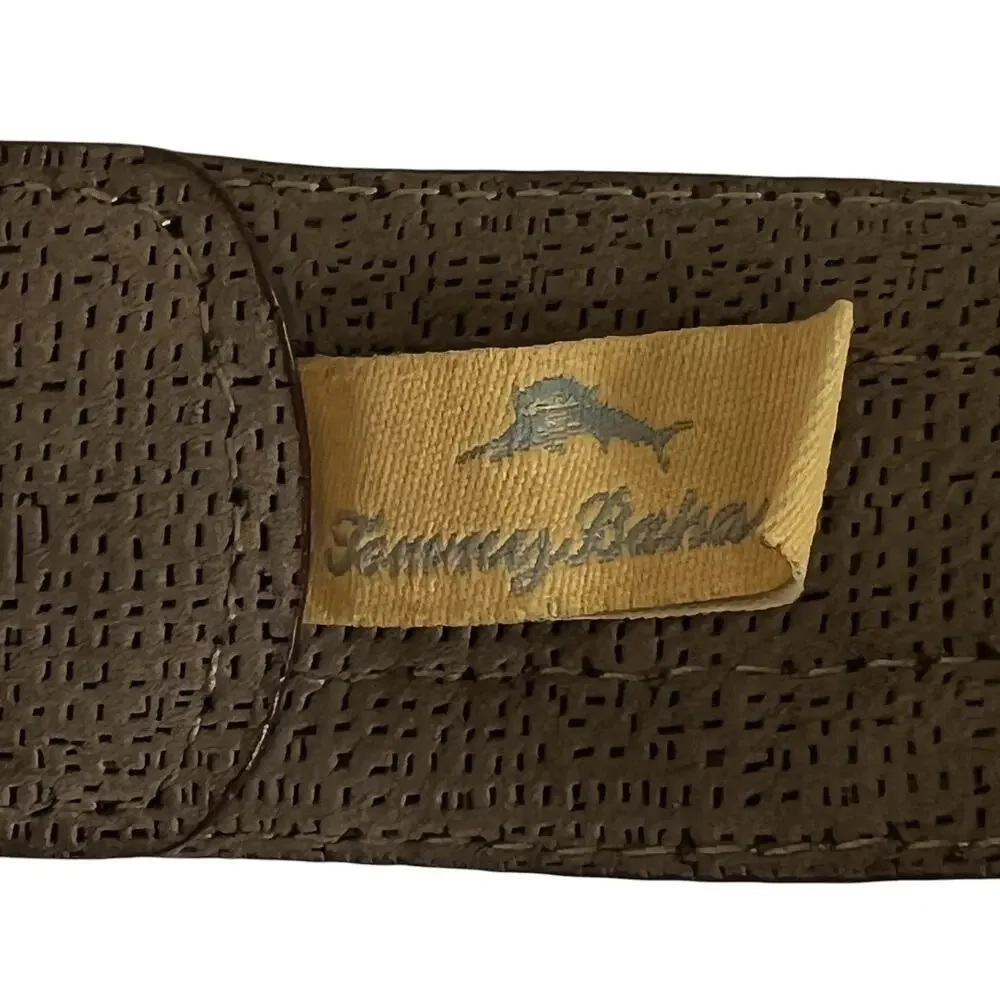 Tommy Bahama Mens Braided Leather Belt Size 44 Brown